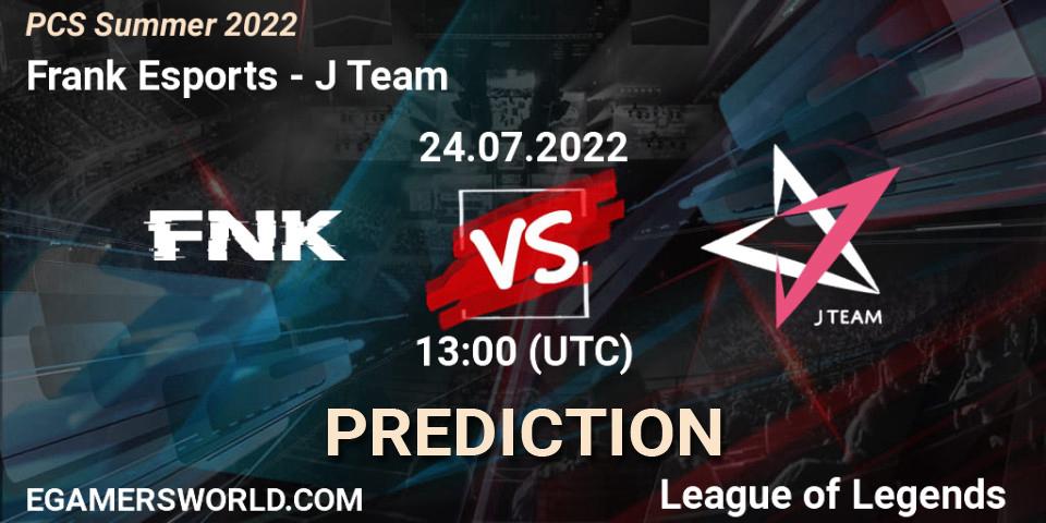 Frank Esports vs J Team: Match Prediction. 24.07.2022 at 13:00, LoL, PCS Summer 2022