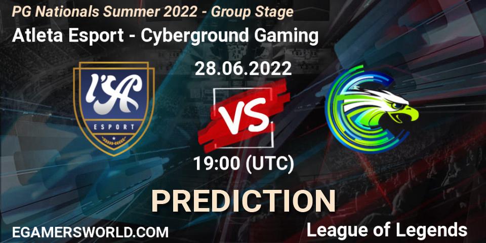 Atleta Esport vs Cyberground Gaming: Match Prediction. 28.06.2022 at 19:00, LoL, PG Nationals Summer 2022 - Group Stage
