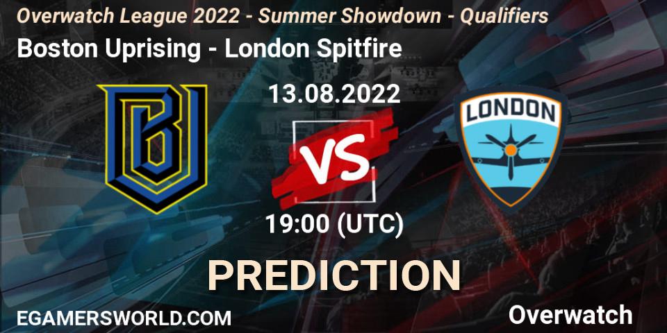 Boston Uprising vs London Spitfire: Match Prediction. 13.08.2022 at 19:00, Overwatch, Overwatch League 2022 - Summer Showdown - Qualifiers
