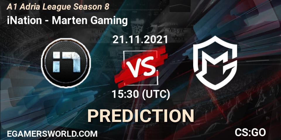 iNation vs Marten Gaming: Match Prediction. 21.11.2021 at 16:00, Counter-Strike (CS2), A1 Adria League Season 8