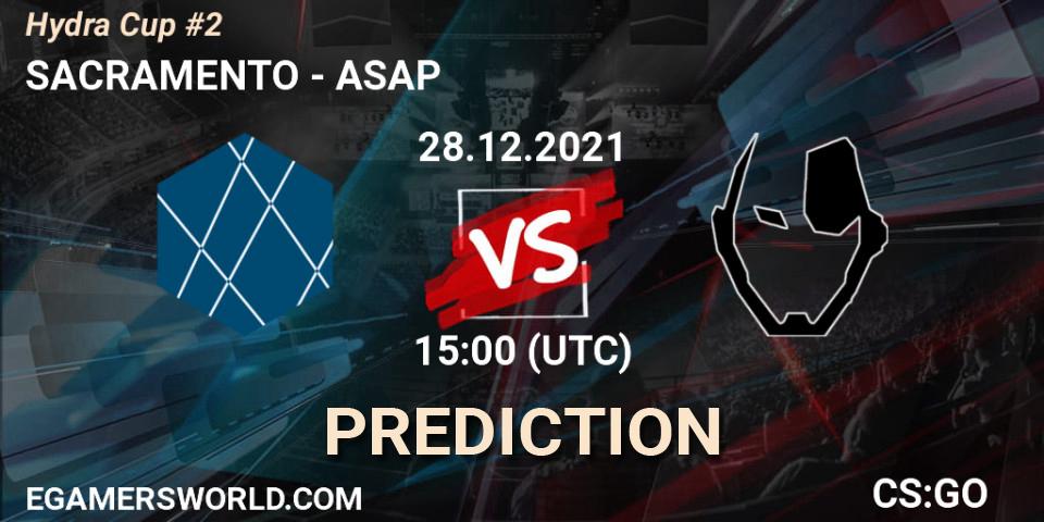 SACRAMENTO vs ASAP: Match Prediction. 28.12.2021 at 15:00, Counter-Strike (CS2), Hydra Cup #2