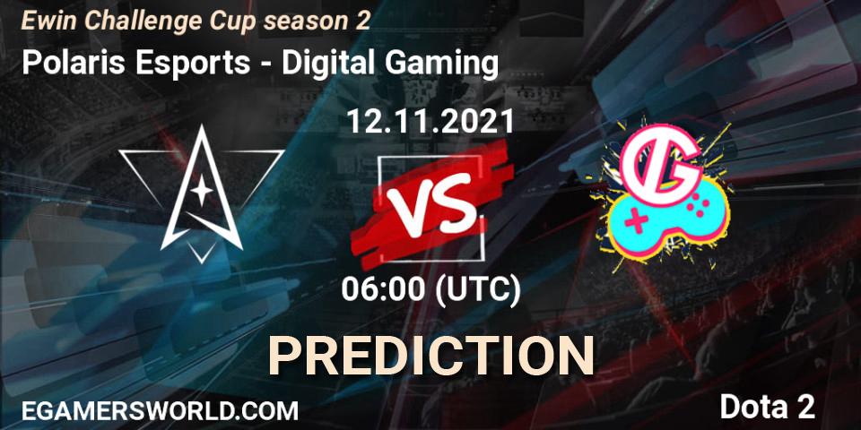 Polaris Esports vs Digital Gaming: Match Prediction. 12.11.2021 at 06:22, Dota 2, Ewin Challenge Cup season 2