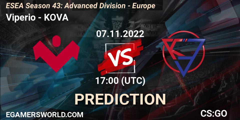 Viperio vs KOVA: Match Prediction. 07.11.22, CS2 (CS:GO), ESEA Season 43: Advanced Division - Europe