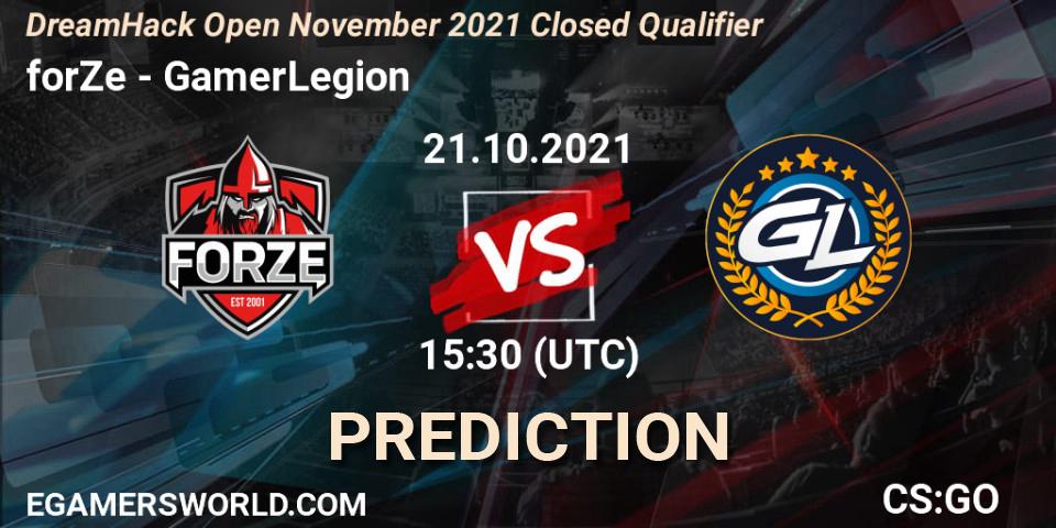 forZe vs GamerLegion: Match Prediction. 21.10.2021 at 15:30, Counter-Strike (CS2), DreamHack Open November 2021 Closed Qualifier