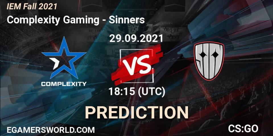 Complexity Gaming vs Sinners: Match Prediction. 29.09.2021 at 19:00, Counter-Strike (CS2), IEM Fall 2021: Europe RMR