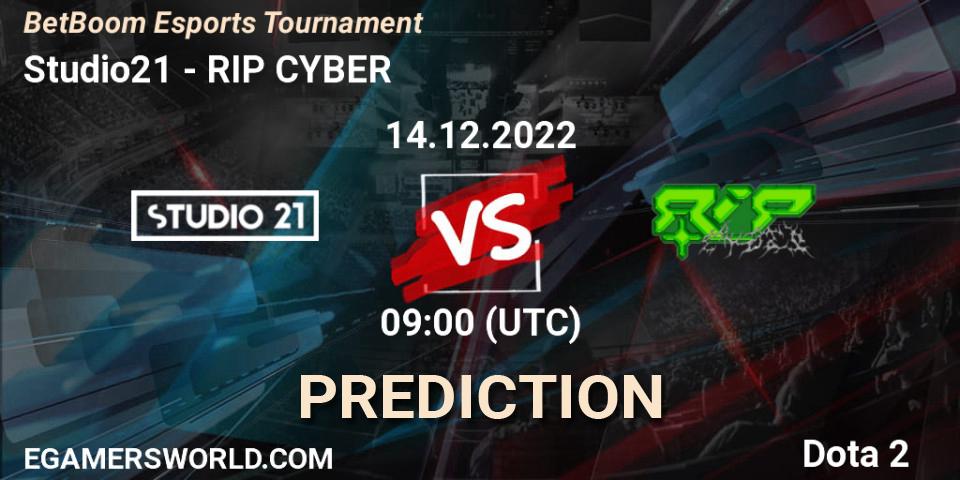 Studio21 vs RIP CYBER: Match Prediction. 14.12.2022 at 15:30, Dota 2, BetBoom Esports Tournament