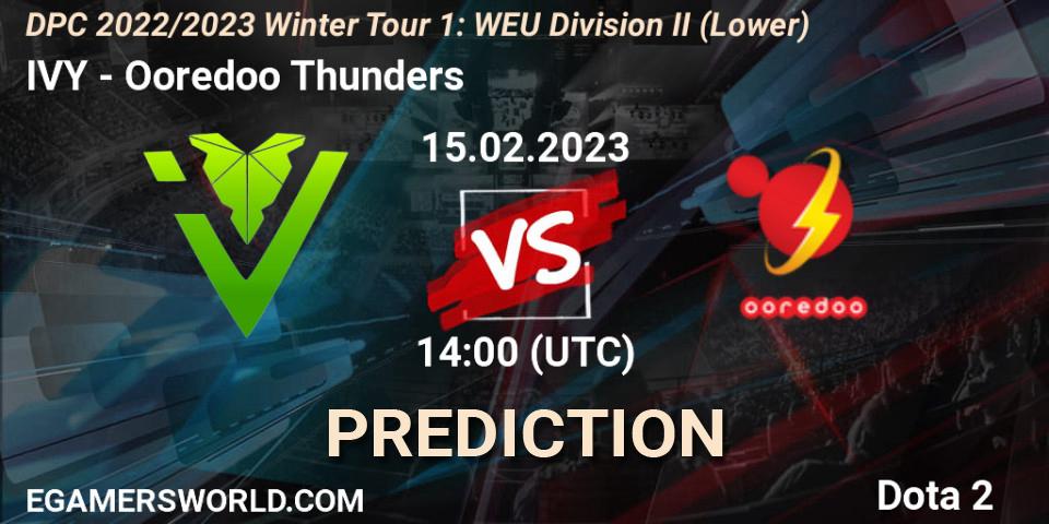 IVY vs Ooredoo Thunders: Match Prediction. 15.02.23, Dota 2, DPC 2022/2023 Winter Tour 1: WEU Division II (Lower)