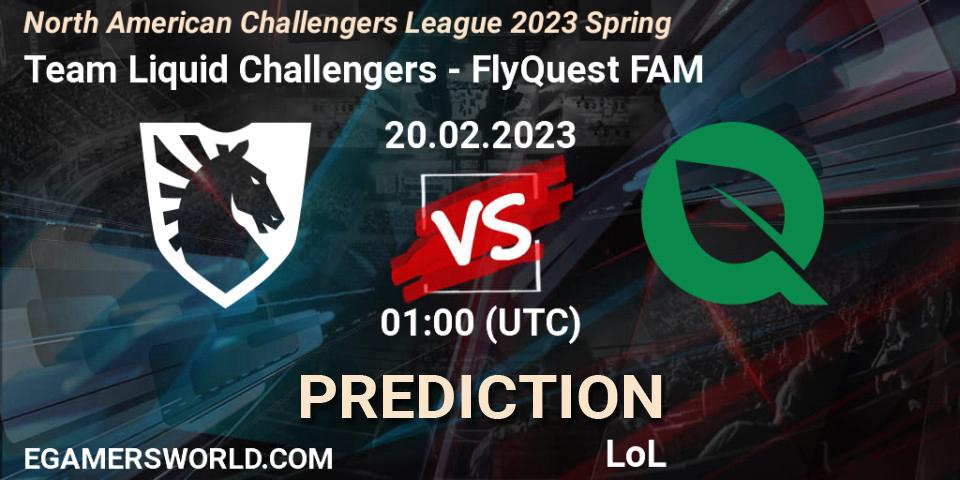Team Liquid Challengers vs FlyQuest FAM: Match Prediction. 20.02.2023 at 01:00, LoL, NACL 2023 Spring - Group Stage