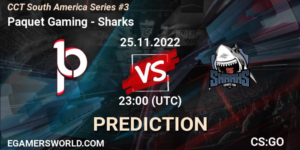 Paquetá Gaming vs Sharks: Match Prediction. 25.11.2022 at 23:00, Counter-Strike (CS2), CCT South America Series #3