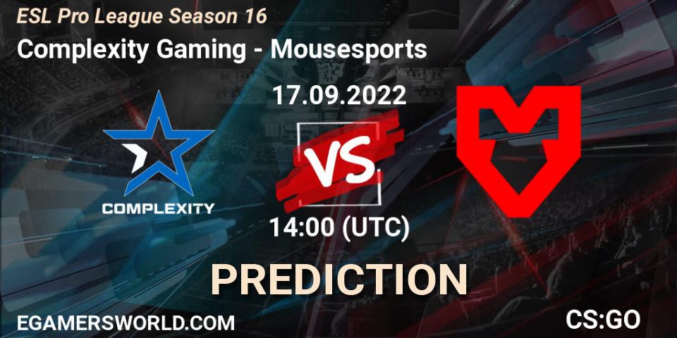 Complexity Gaming vs MOUZ: Match Prediction. 17.09.22, CS2 (CS:GO), ESL Pro League Season 16
