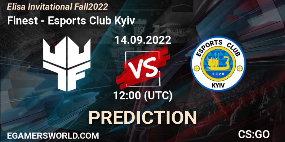 Finest vs Esports Club Kyiv: Match Prediction. 14.09.2022 at 13:10, Counter-Strike (CS2), Elisa Invitational Fall 2022