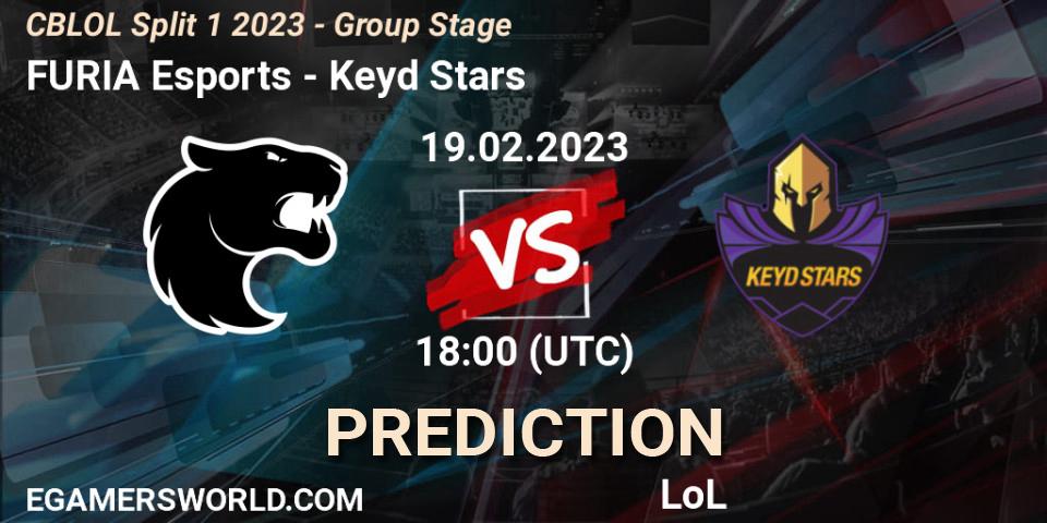 FURIA Esports vs Keyd Stars: Match Prediction. 19.02.2023 at 18:00, LoL, CBLOL Split 1 2023 - Group Stage