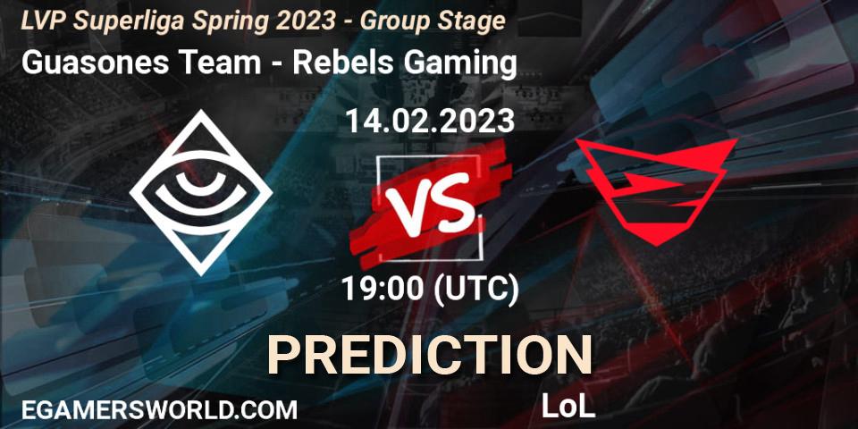 Guasones Team vs Rebels Gaming: Match Prediction. 14.02.2023 at 19:00, LoL, LVP Superliga Spring 2023 - Group Stage