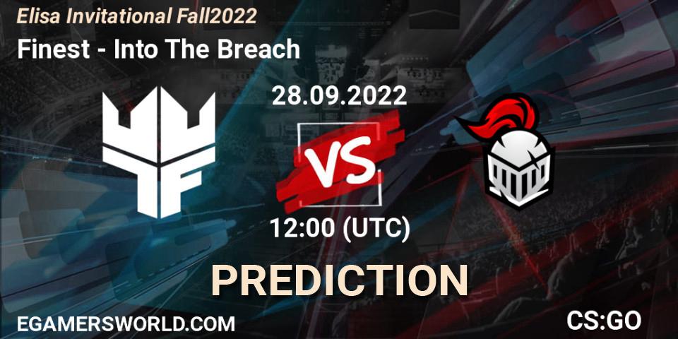 Finest vs Into The Breach: Match Prediction. 28.09.2022 at 12:40, Counter-Strike (CS2), Elisa Invitational Fall 2022