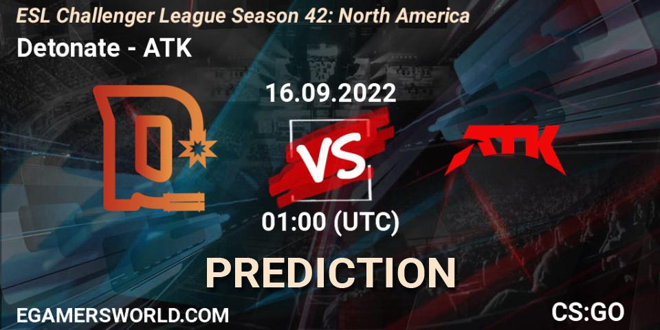 Detonate vs ATK: Match Prediction. 23.09.22, CS2 (CS:GO), ESL Challenger League Season 42: North America