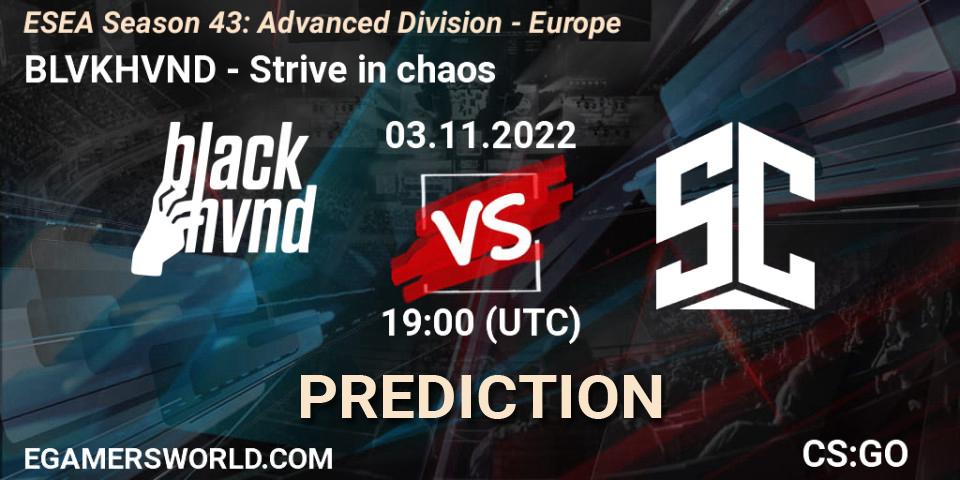 BLVKHVND vs Strive in chaos: Match Prediction. 03.11.2022 at 19:00, Counter-Strike (CS2), ESEA Season 43: Advanced Division - Europe