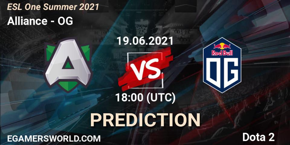 Alliance vs OG: Match Prediction. 19.06.2021 at 18:37, Dota 2, ESL One Summer 2021