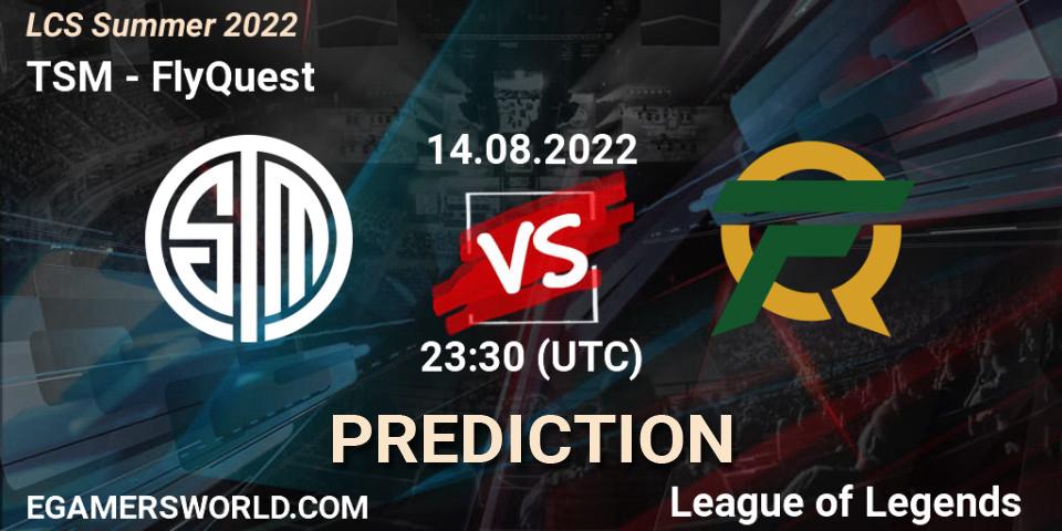 TSM vs FlyQuest: Match Prediction. 14.08.2022 at 21:30, LoL, LCS Summer 2022