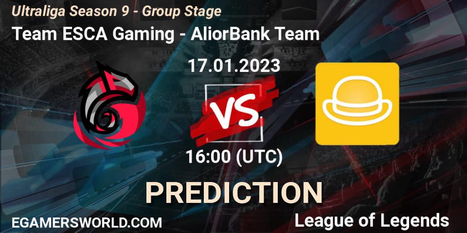 Team ESCA Gaming vs AliorBank Team: Match Prediction. 17.01.2023 at 16:00, LoL, Ultraliga Season 9 - Group Stage