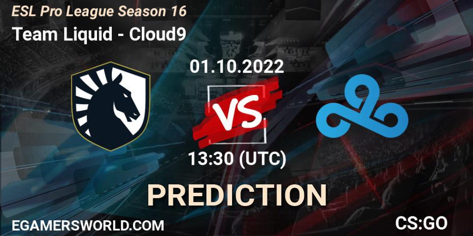 Team Liquid vs Cloud9: Match Prediction. 01.10.2022 at 13:30, Counter-Strike (CS2), ESL Pro League Season 16