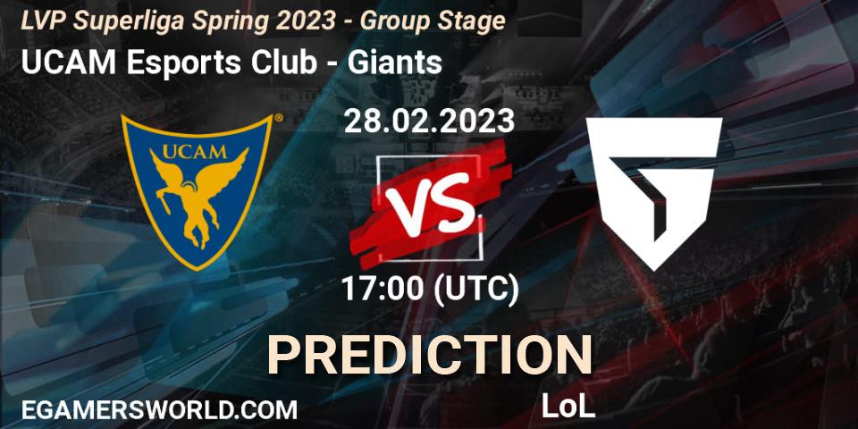 UCAM Esports Club vs Giants: Match Prediction. 28.02.2023 at 18:00, LoL, LVP Superliga Spring 2023 - Group Stage