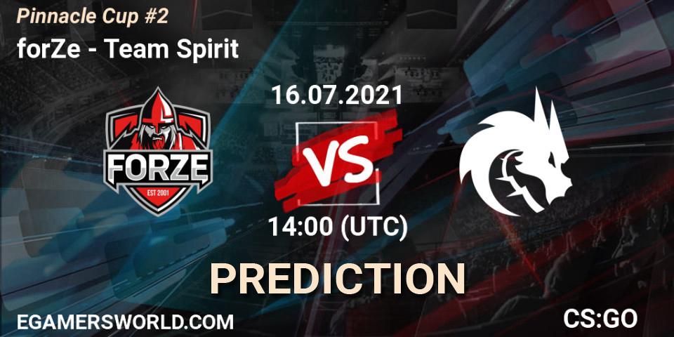 forZe vs Team Spirit: Match Prediction. 16.07.2021 at 14:50, Counter-Strike (CS2), Pinnacle Cup #2