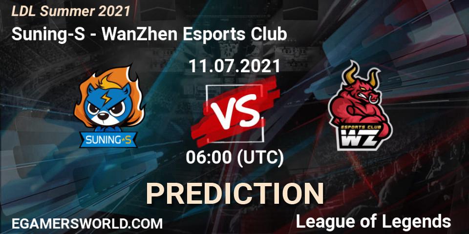 Suning-S vs WanZhen Esports Club: Match Prediction. 11.07.2021 at 06:00, LoL, LDL Summer 2021
