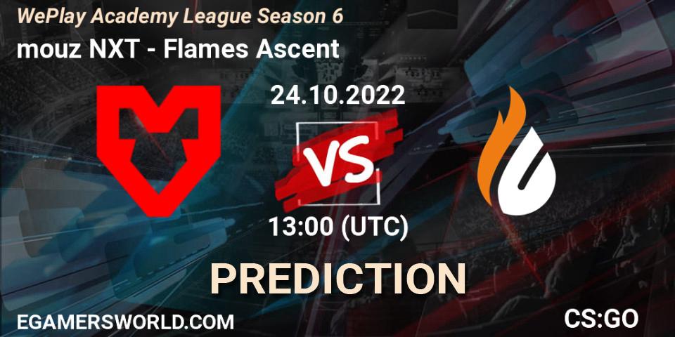 mouz NXT vs Flames Ascent: Match Prediction. 24.10.2022 at 13:00, Counter-Strike (CS2), WePlay Academy League Season 6