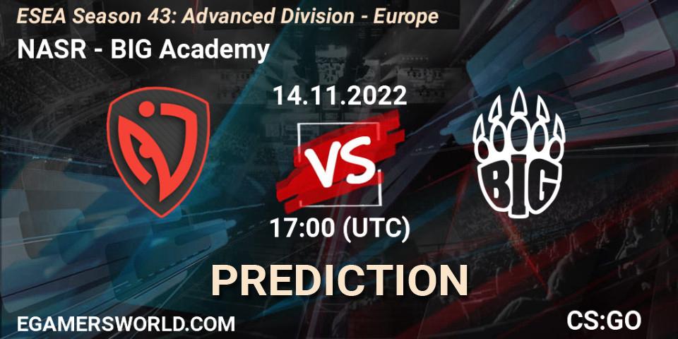 NASR vs BIG Academy: Match Prediction. 14.11.22, CS2 (CS:GO), ESEA Season 43: Advanced Division - Europe