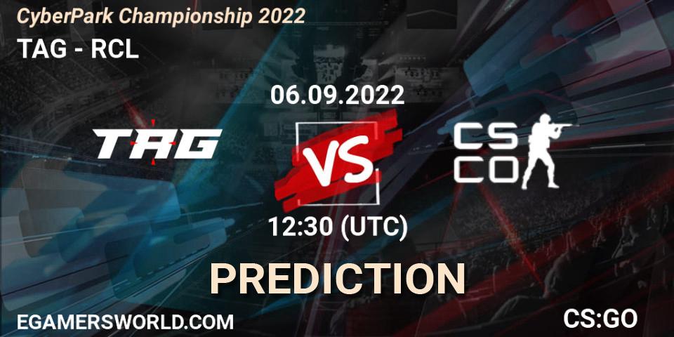 TAG vs RCL: Match Prediction. 06.09.2022 at 13:00, Counter-Strike (CS2), CyberPark Championship 2022