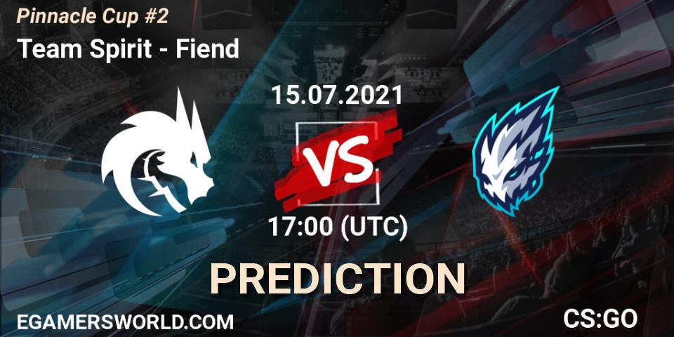 Team Spirit vs Fiend: Match Prediction. 15.07.2021 at 17:00, Counter-Strike (CS2), Pinnacle Cup #2