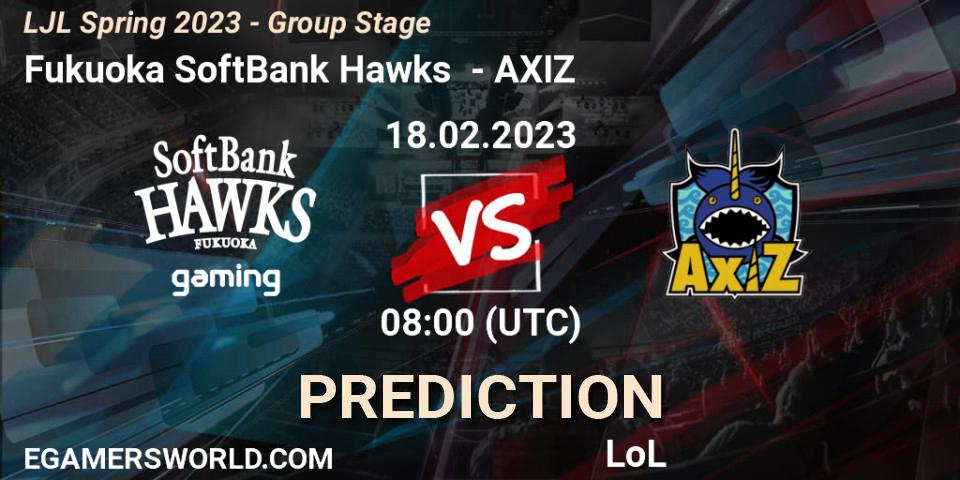 Fukuoka SoftBank Hawks vs AXIZ: Match Prediction. 18.02.23, LoL, LJL Spring 2023 - Group Stage