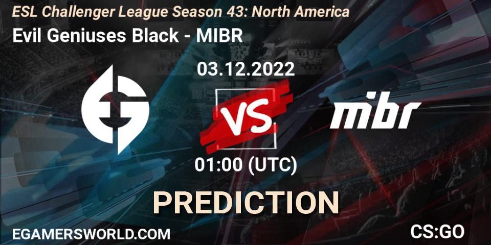 Evil Geniuses Black vs MIBR: Match Prediction. 03.12.22, CS2 (CS:GO), ESL Challenger League Season 43: North America