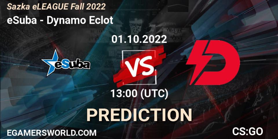 eSuba vs Dynamo Eclot: Match Prediction. 01.10.2022 at 12:05, Counter-Strike (CS2), Sazka eLEAGUE Fall 2022