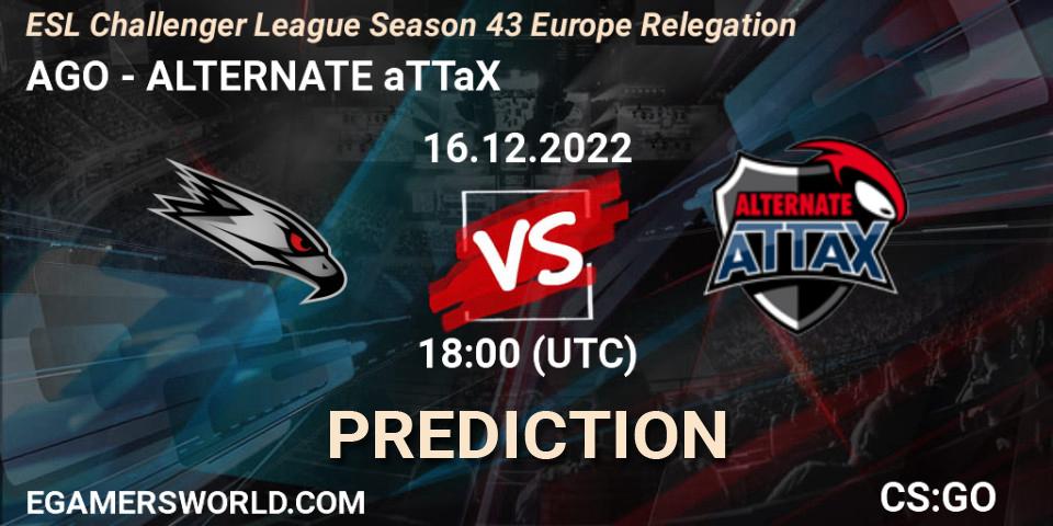 AGO vs ALTERNATE aTTaX: Match Prediction. 16.12.22, CS2 (CS:GO), ESL Challenger League Season 43 Europe Relegation