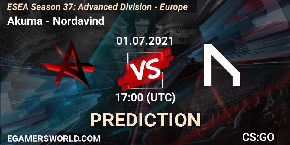 Akuma vs Nordavind: Match Prediction. 01.07.21, CS2 (CS:GO), ESEA Season 37: Advanced Division - Europe