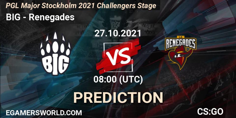 BIG vs Renegades: Match Prediction. 27.10.2021 at 08:10, Counter-Strike (CS2), PGL Major Stockholm 2021 Challengers Stage