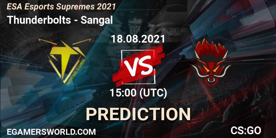 Thunderbolts vs Sangal: Match Prediction. 18.08.2021 at 15:10, Counter-Strike (CS2), ESA Esports Supremes 2021