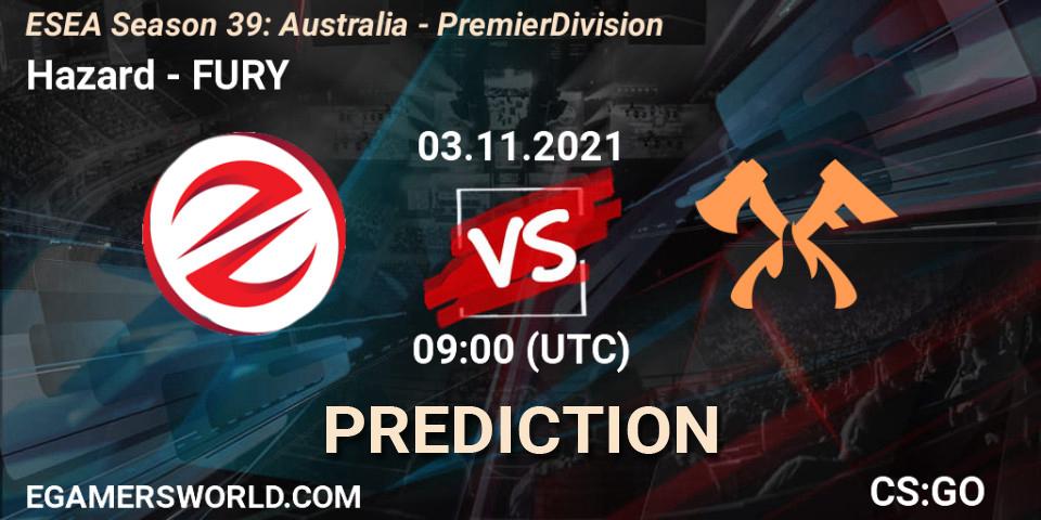 Hazard vs FURY: Match Prediction. 03.11.21, CS2 (CS:GO), ESEA Season 39: Australia - Premier Division