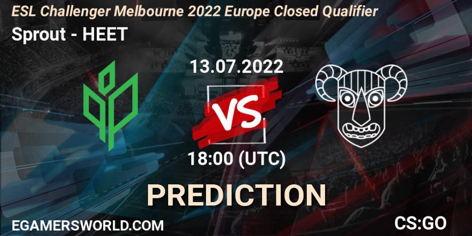 Sprout vs HEET: Match Prediction. 13.07.2022 at 18:00, Counter-Strike (CS2), ESL Challenger Melbourne 2022 Europe Closed Qualifier