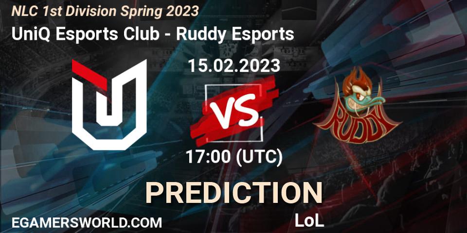 UniQ Esports Club vs Ruddy Esports: Match Prediction. 15.02.2023 at 17:00, LoL, NLC 1st Division Spring 2023