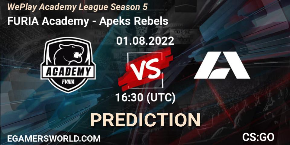 FURIA Academy vs Apeks Rebels: Match Prediction. 01.08.2022 at 16:25, Counter-Strike (CS2), WePlay Academy League Season 5