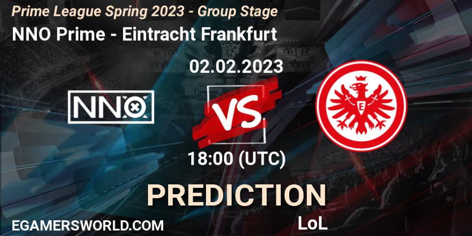 NNO Prime vs Eintracht Frankfurt: Match Prediction. 02.02.2023 at 20:00, LoL, Prime League Spring 2023 - Group Stage