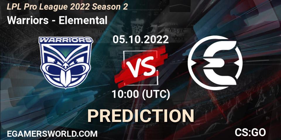 Warriors vs Elemental: Match Prediction. 05.10.2022 at 10:20, Counter-Strike (CS2), LPL Pro League 2022 Season 2