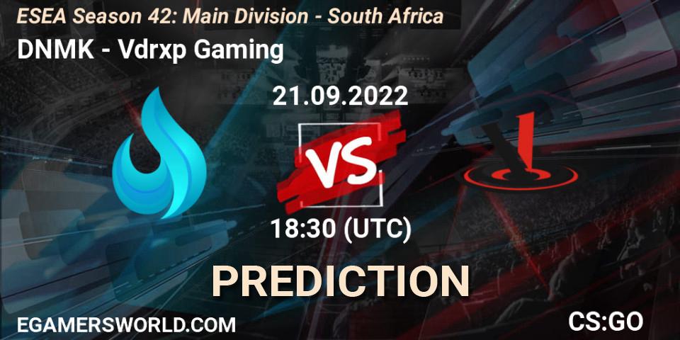 DNMK vs Vdrxp Gaming: Match Prediction. 22.09.2022 at 18:00, Counter-Strike (CS2), ESEA Season 42: Main Division - South Africa