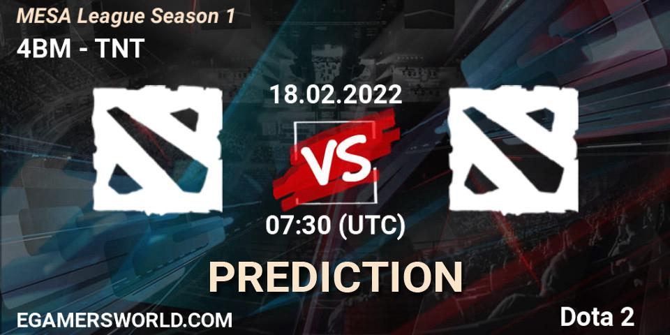 4BM vs TNT Esports: Match Prediction. 18.02.2022 at 07:55, Dota 2, MESA League Season 1