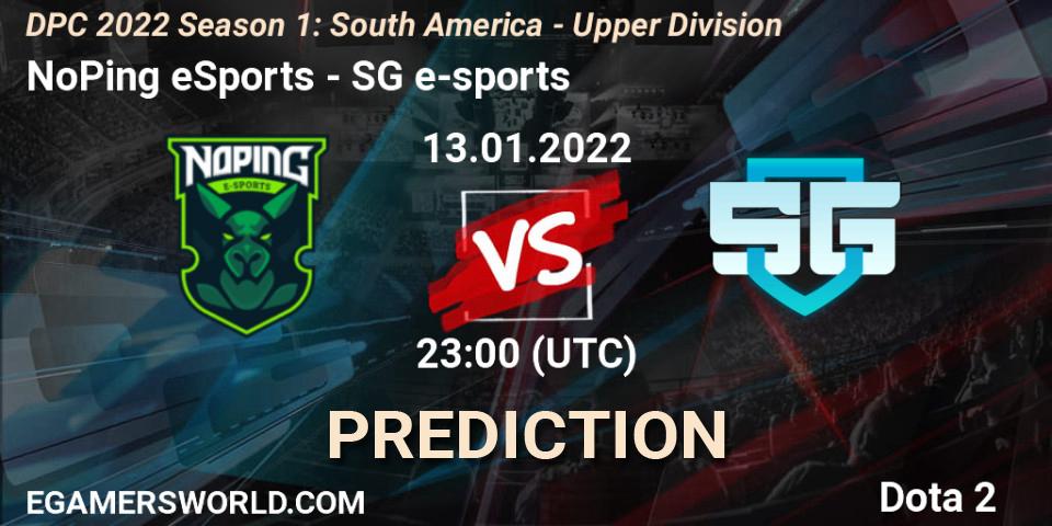 NoPing eSports vs SG e-sports: Match Prediction. 13.01.2022 at 23:36, Dota 2, DPC 2022 Season 1: South America - Upper Division