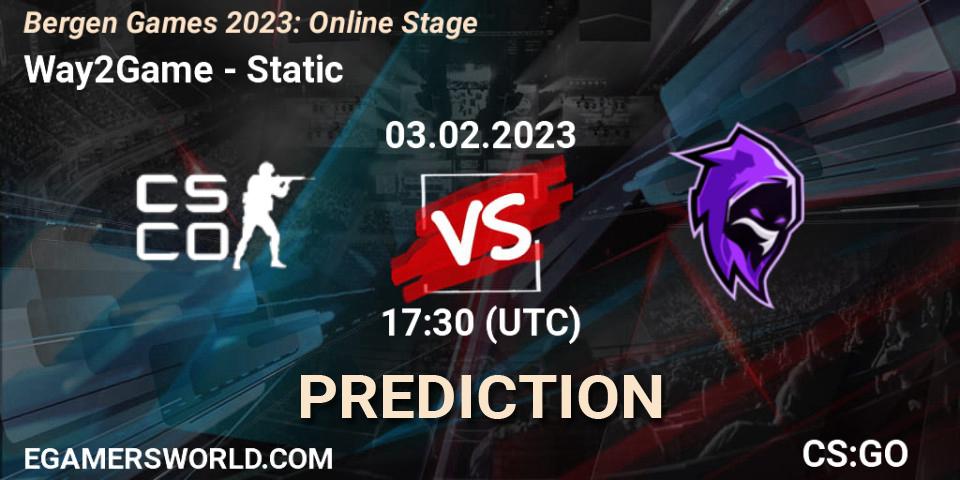 Way2Game vs Static: Match Prediction. 03.02.23, CS2 (CS:GO), Bergen Games 2023: Online Stage