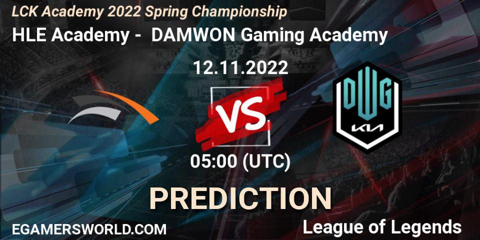 HLE Academy vs DAMWON Gaming Academy: Match Prediction. 12.11.2022 at 05:00, LoL, LCK Academy 2022 Spring Championship
