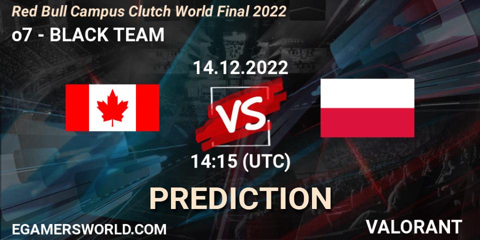 o7 vs BLACK TEAM: Match Prediction. 14.12.2022 at 14:15, VALORANT, Red Bull Campus Clutch World Final 2022